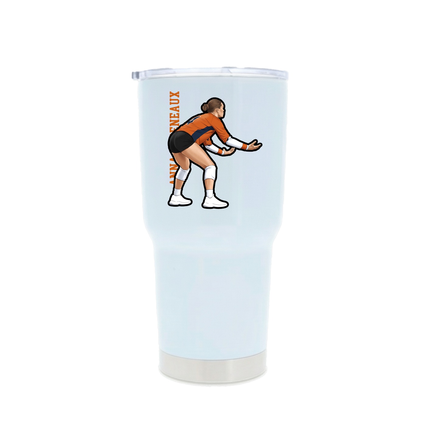 30oz Stainless Steel Tumbler — Name Vertical in White