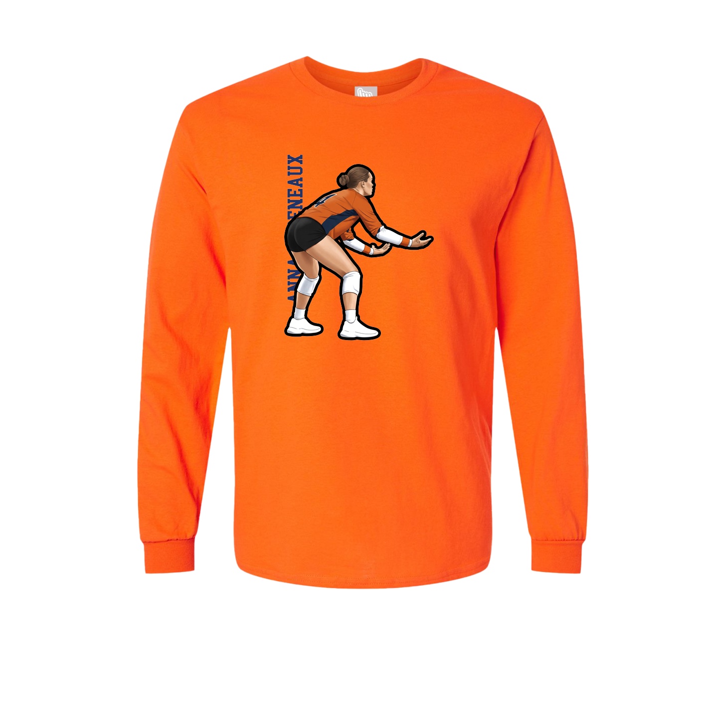 Long Sleeve Tee — Name Vertical in Orange