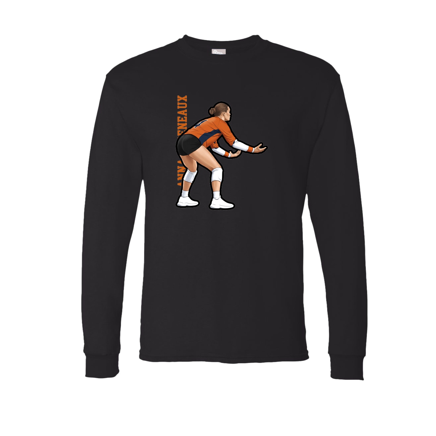 Long Sleeve Tee — Name Vertical in Black