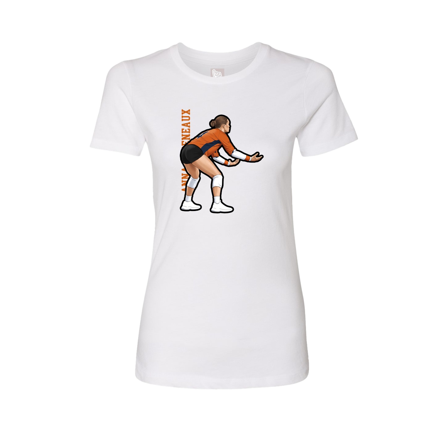 Womens Tee — Name Vertical in White