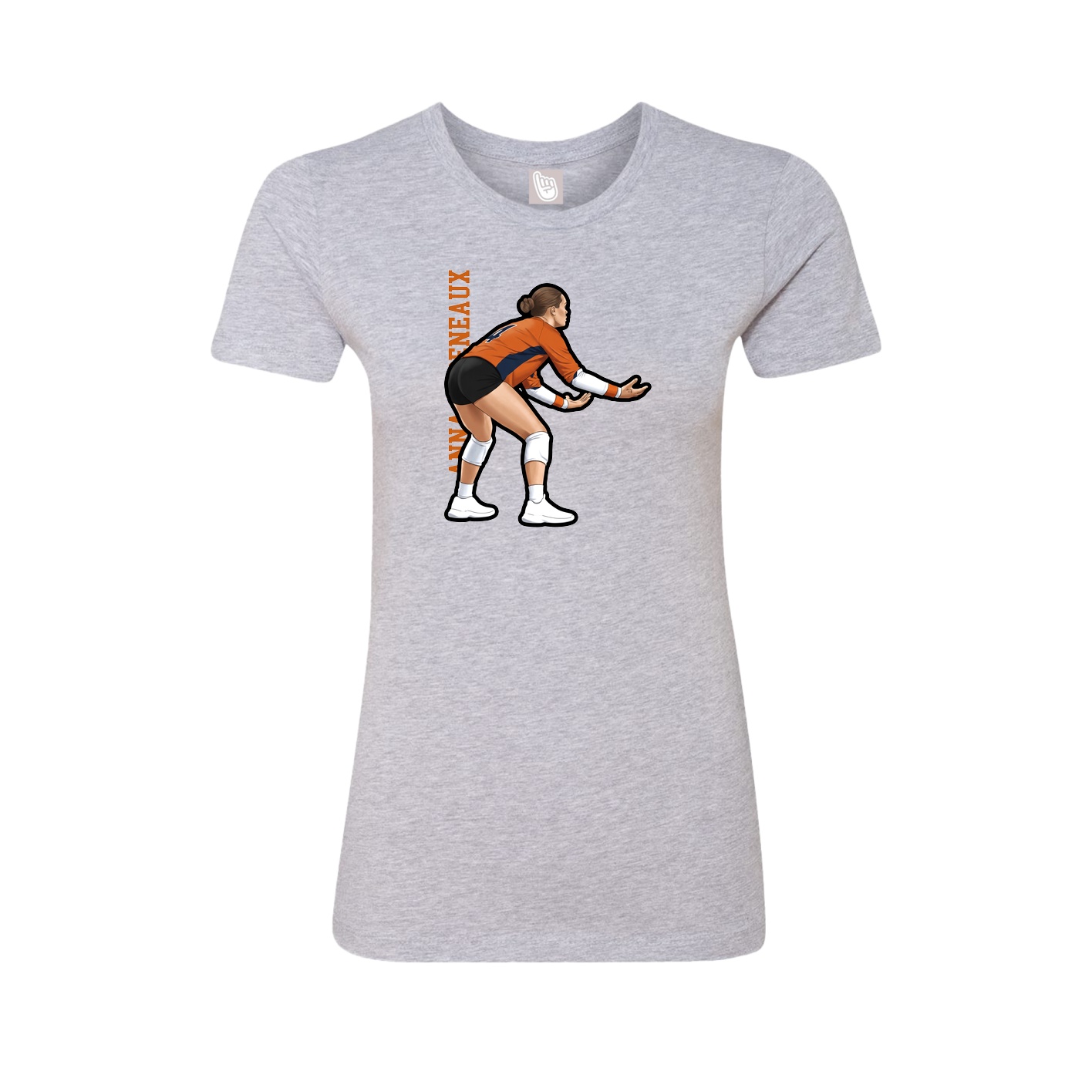 Fitted Women's Tee — Name Vertical in Grey