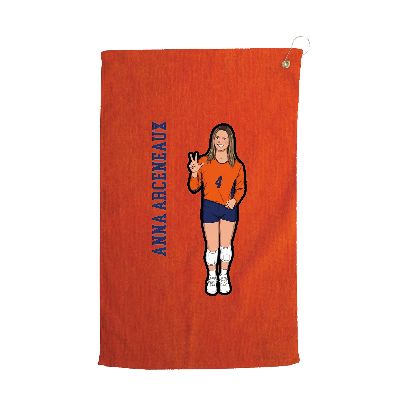 Golf Towel — Name Vertical in Orange