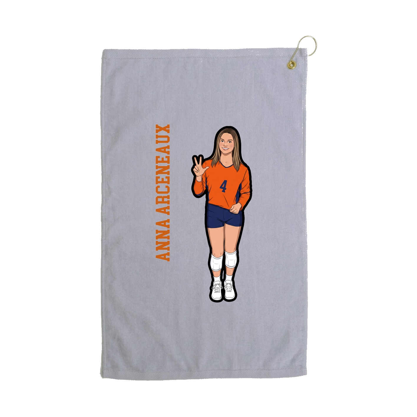 Golf Towel — Name Vertical in Grey