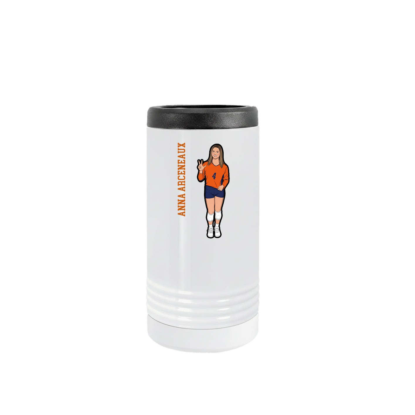Slim Beverage Holder — Name Vertical in White
