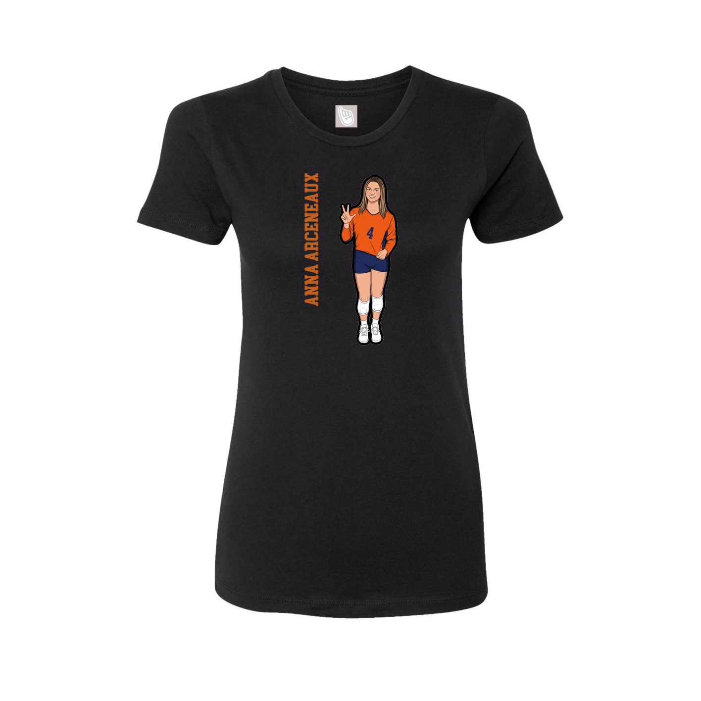 Womens Tee — Name Vertical in Black