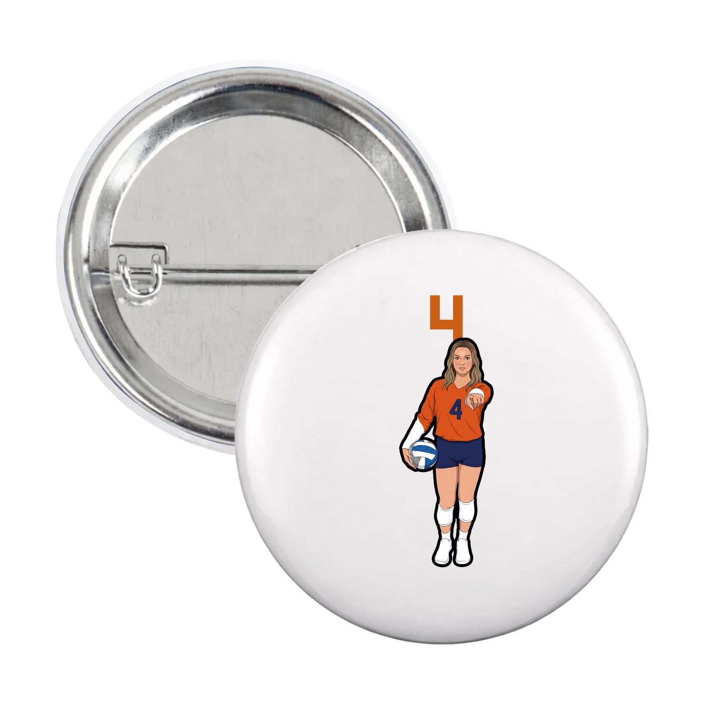 Game Day Button — Number Top in White
