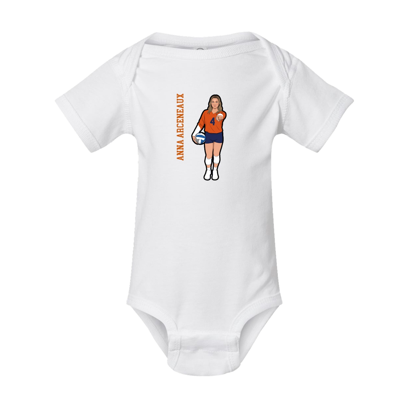 Baby Onesie — Name Vertical in White