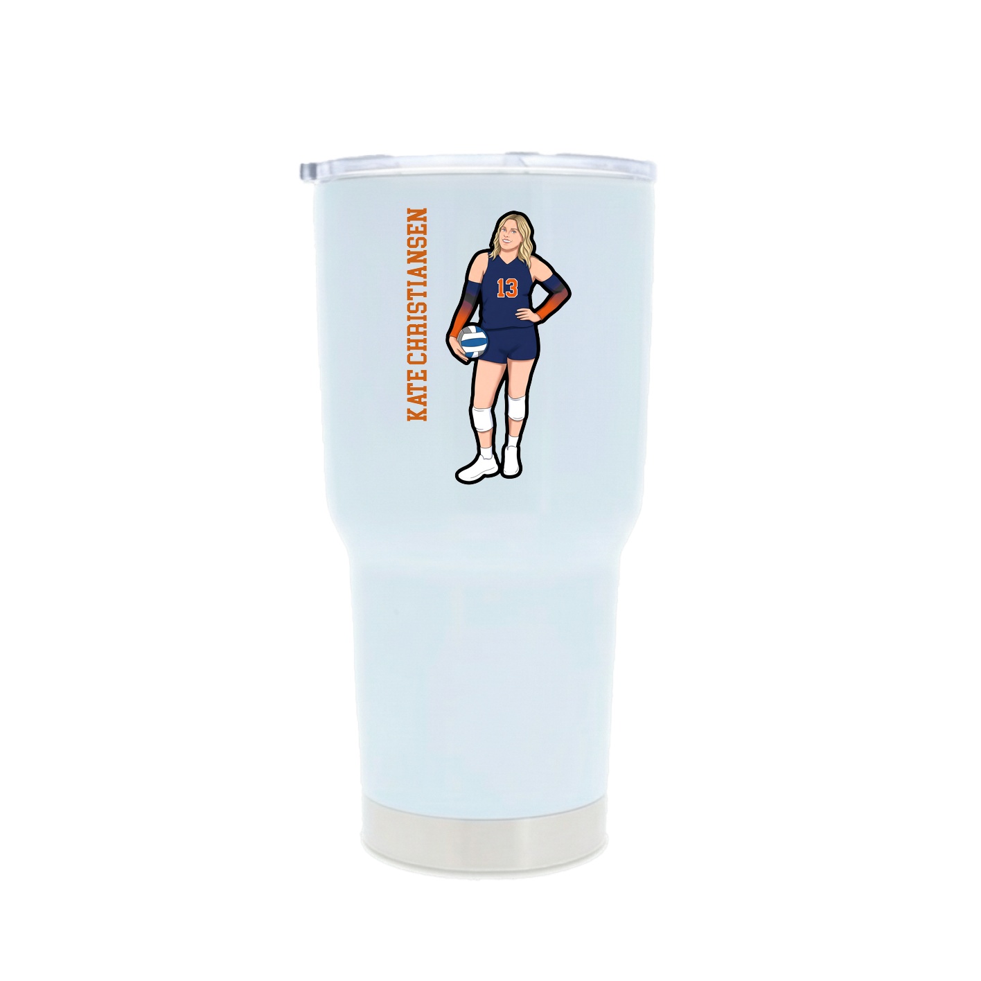 30oz Stainless Steel Tumbler — Name Vertical in White