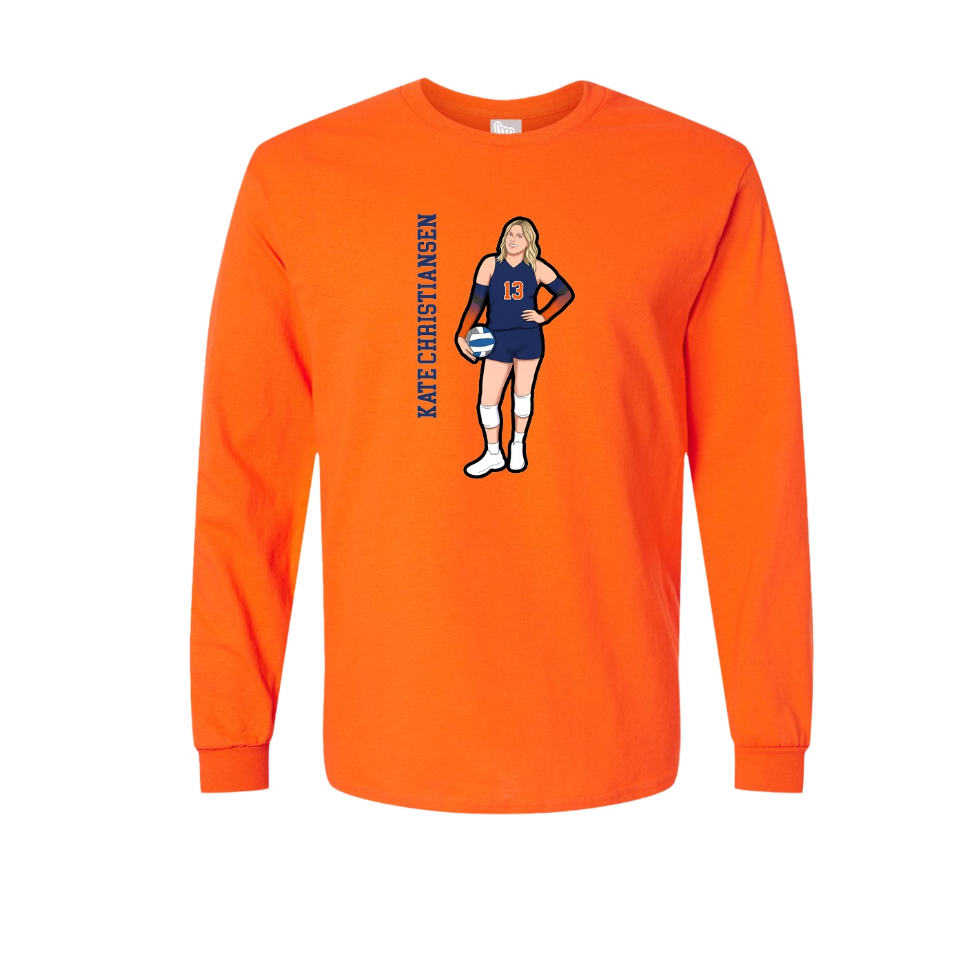 Long Sleeve Tee — Name Vertical in Orange