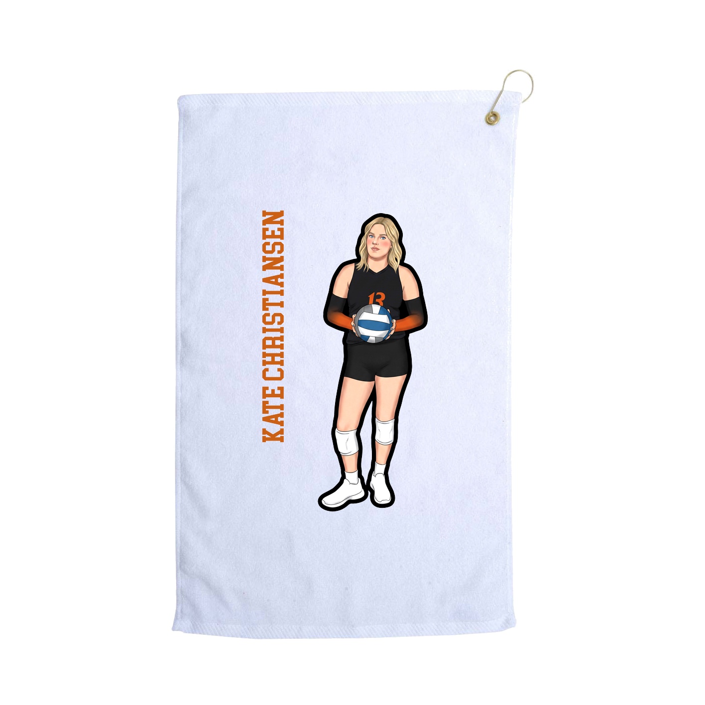 Golf Towel — Name Vertical in White