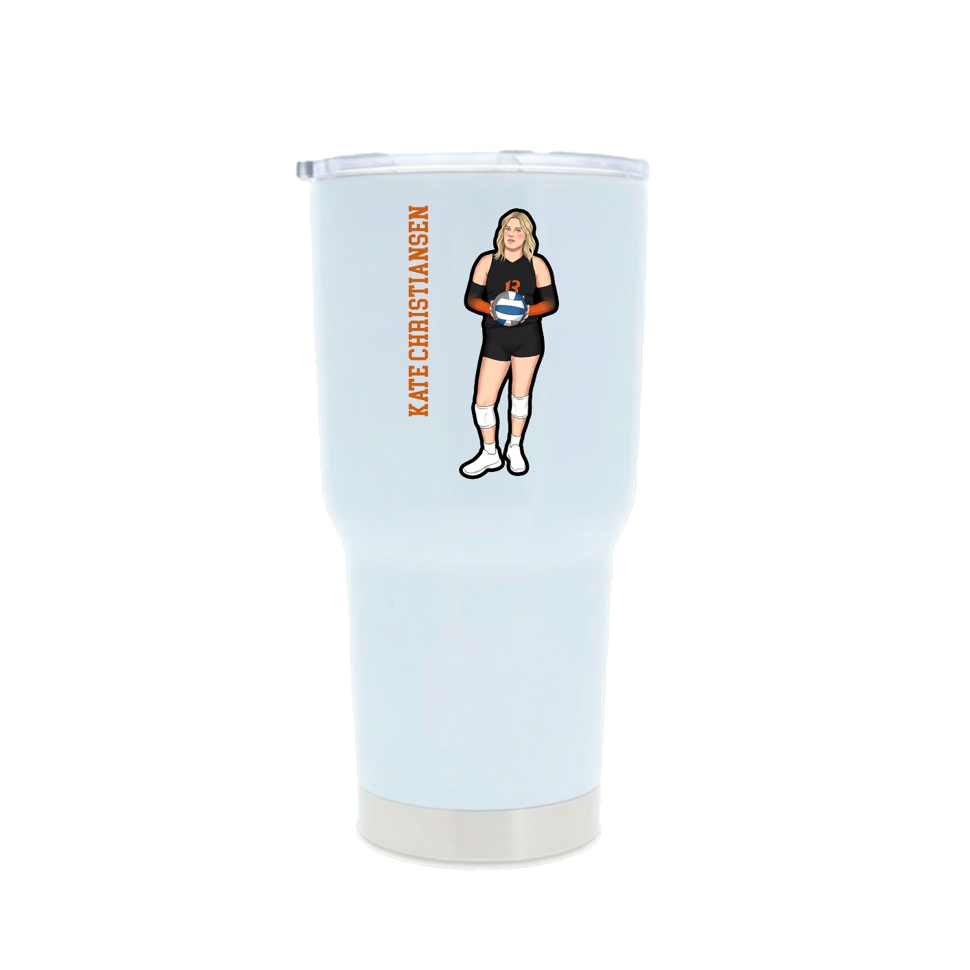 30oz Stainless Steel Tumbler — Name Vertical in White
