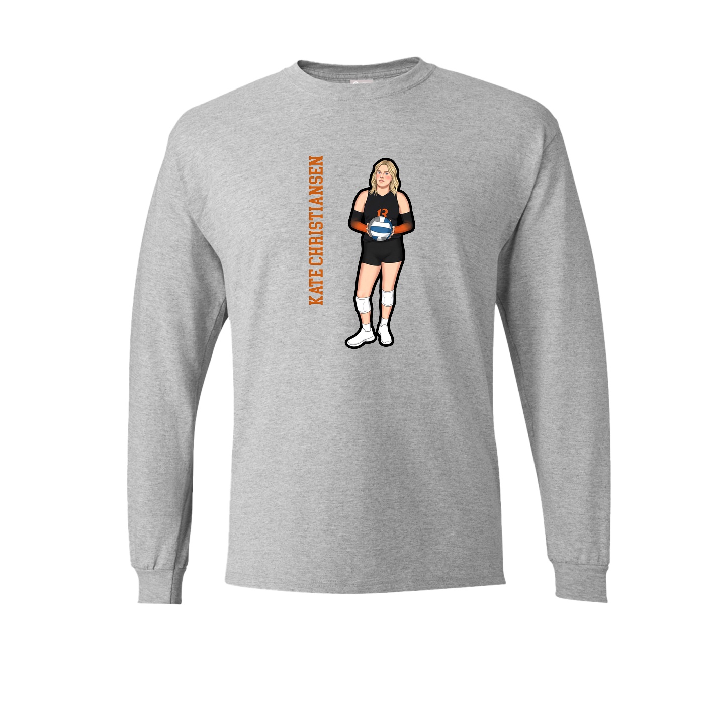 Long Sleeve Tee — Name Vertical in Grey