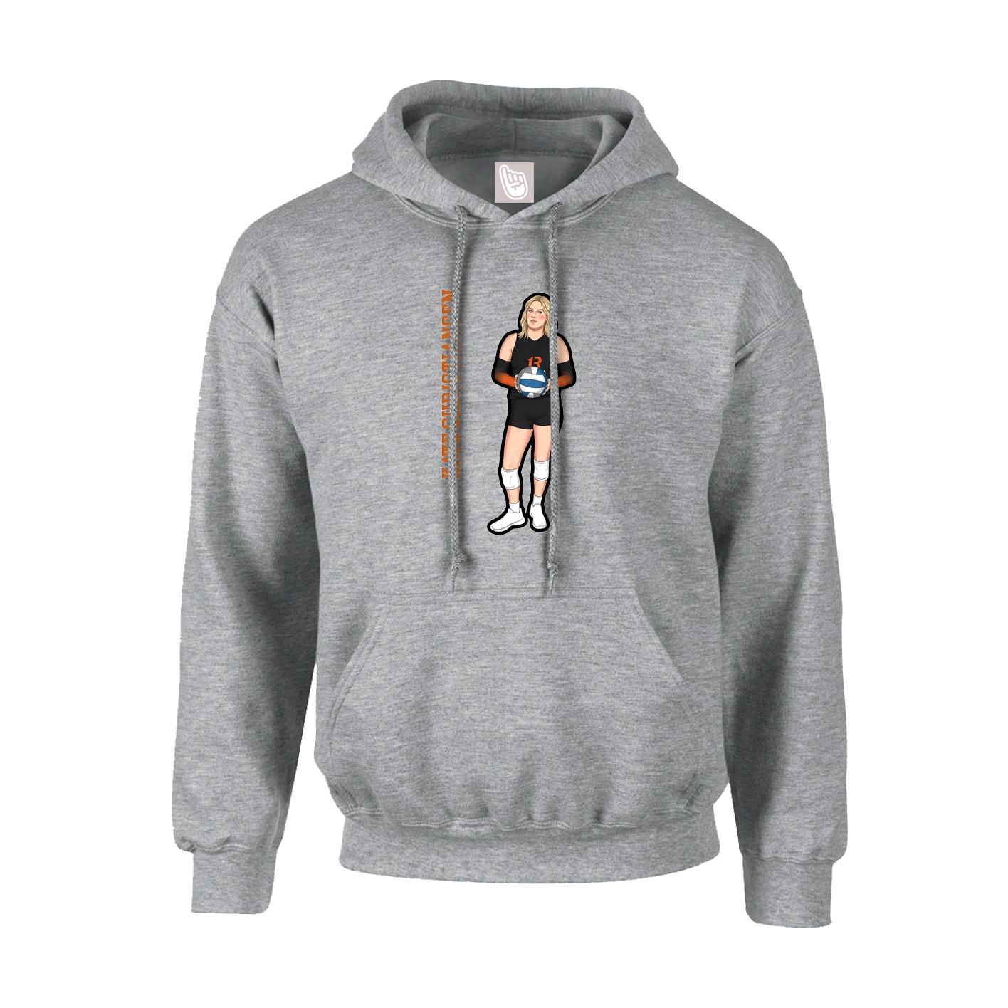 Hoodie — Name Vertical in Grey