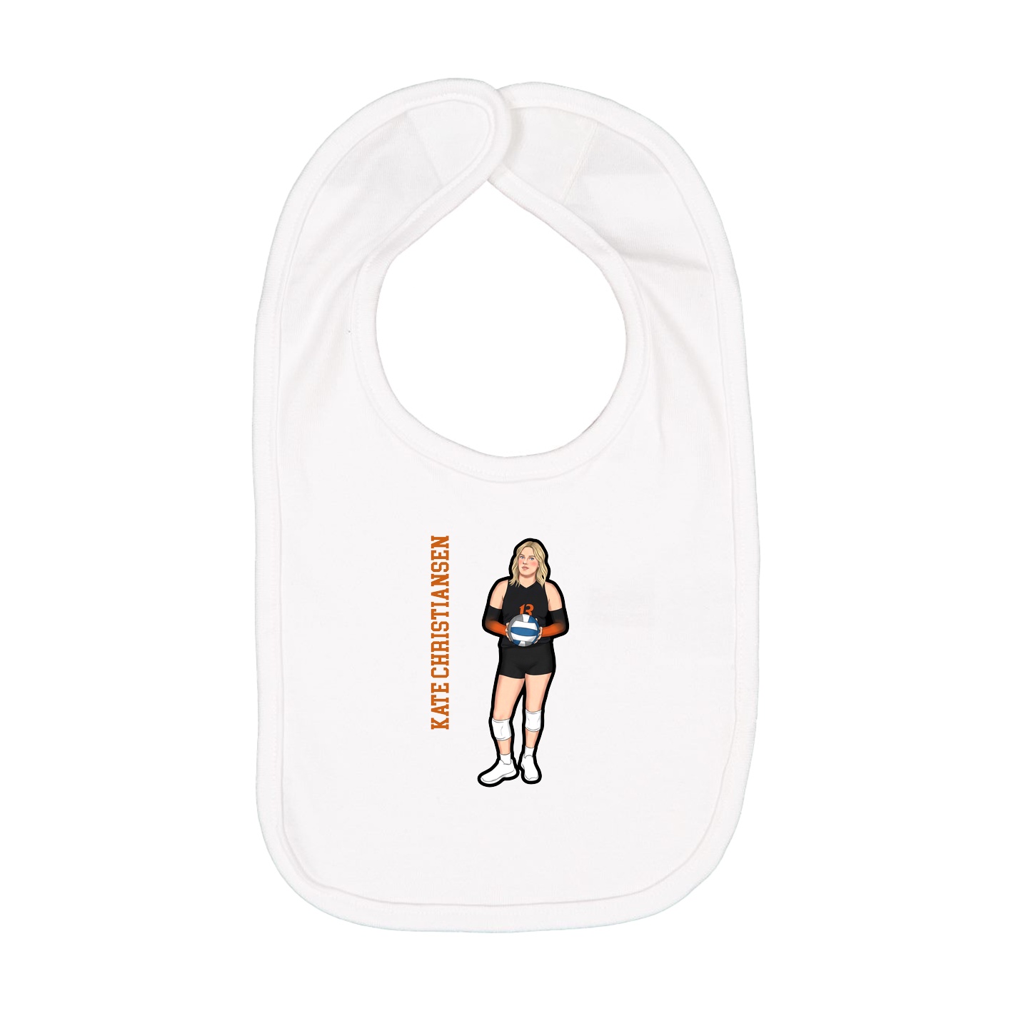 Infant Bib — Name Vertical in White