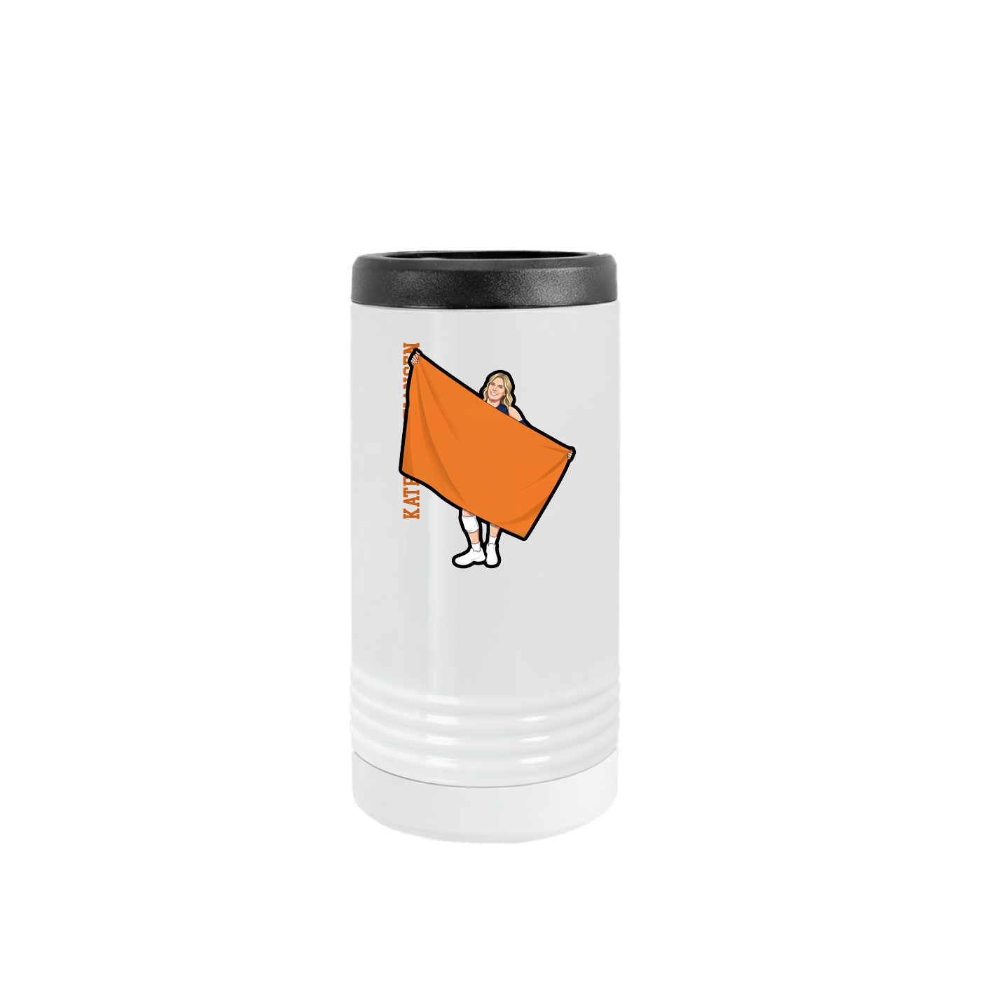 Slim Beverage Holder — Name Vertical in White