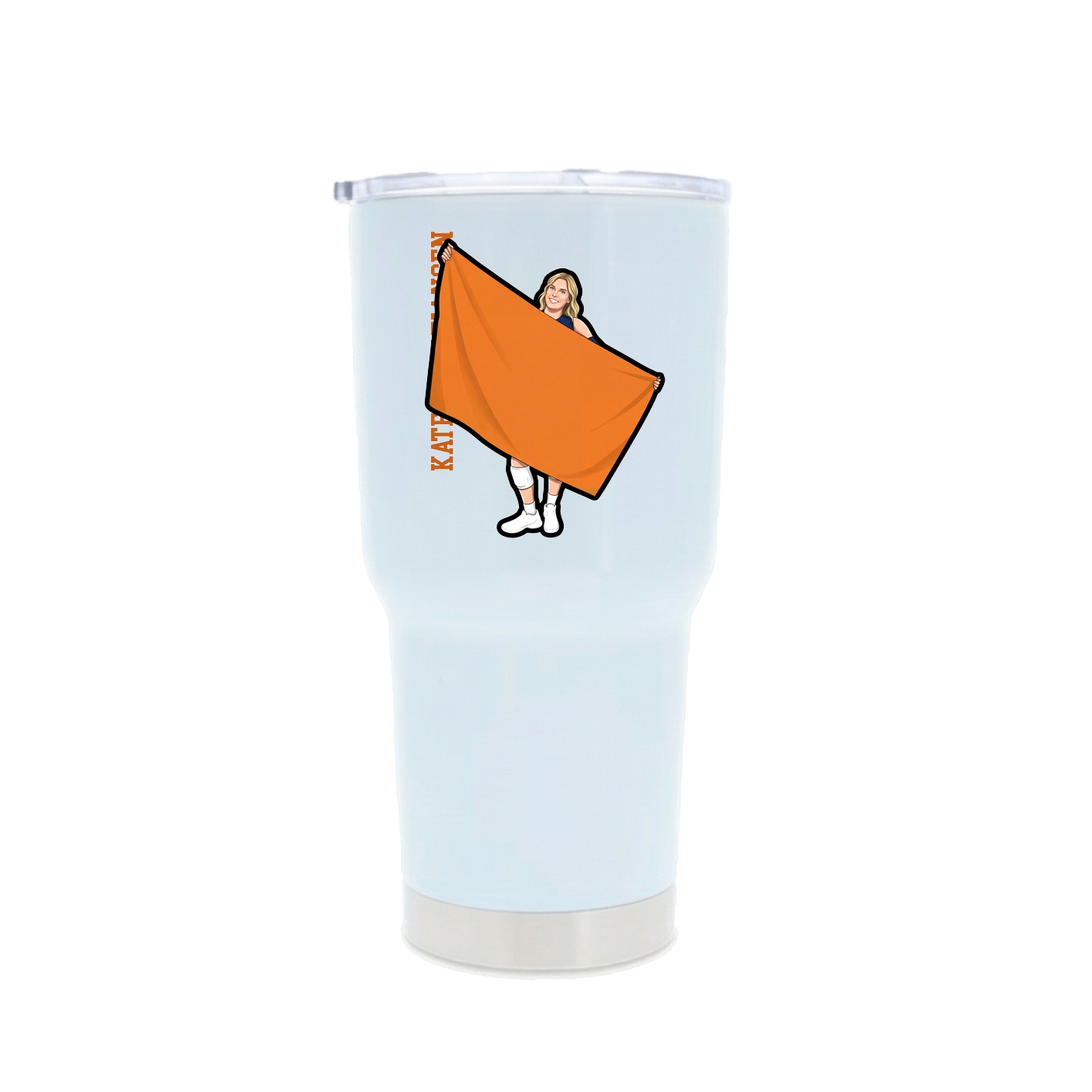 30oz Stainless Steel Tumbler — Name Vertical in White