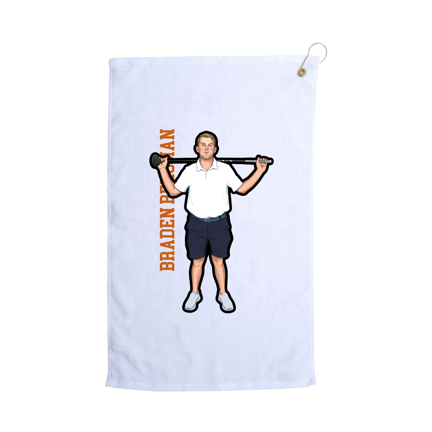 Golf Towel — Name Vertical in White