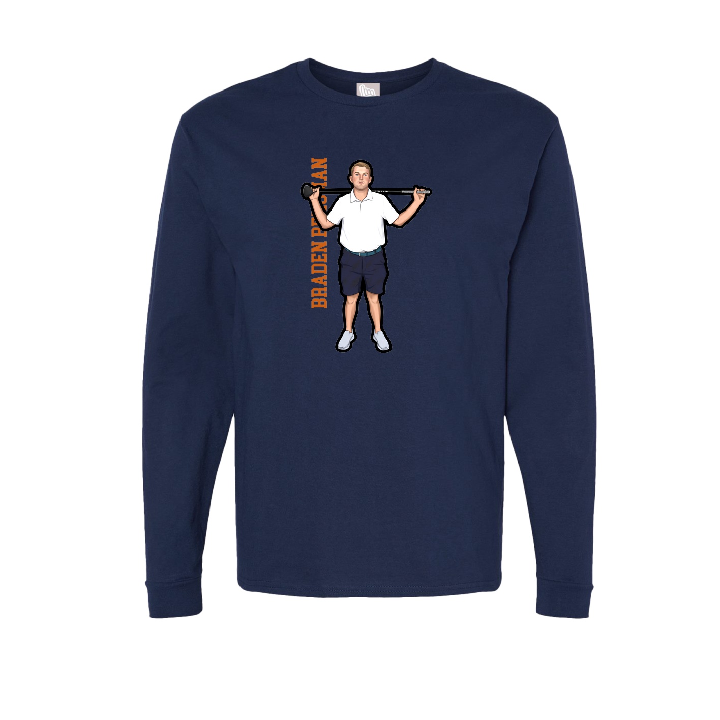 Long Sleeve Tee — Name Vertical in Navy