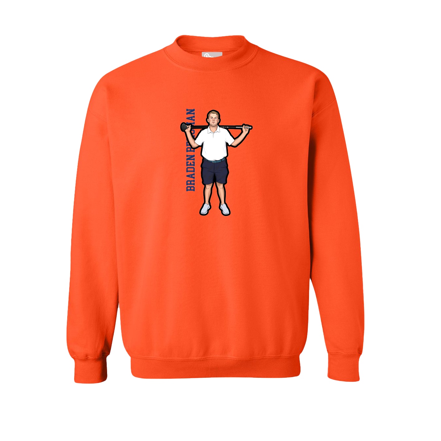 Fleece Crew — Name Vertical in Orange