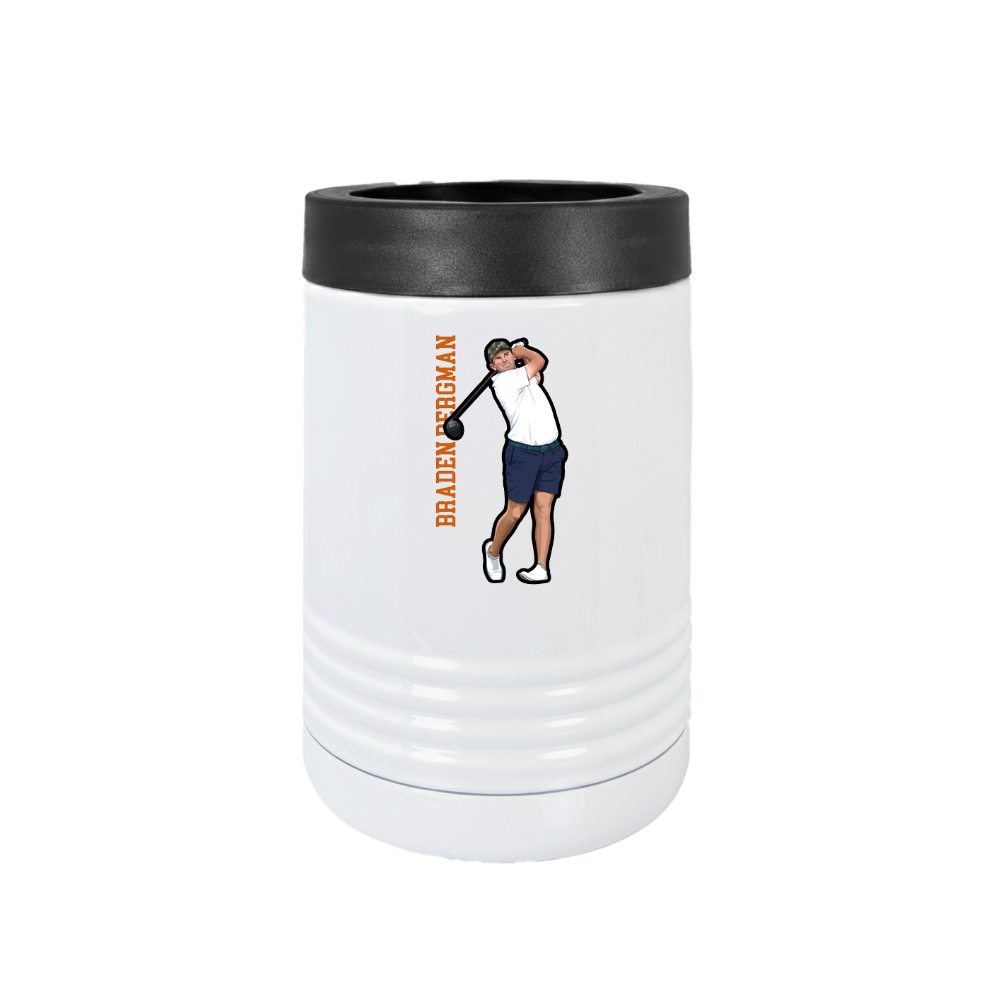 Beverage Holder — Name Vertical in White