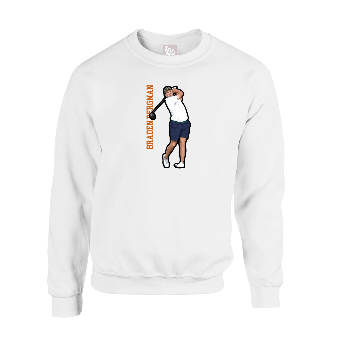 Fleece Crew — Name Vertical in White