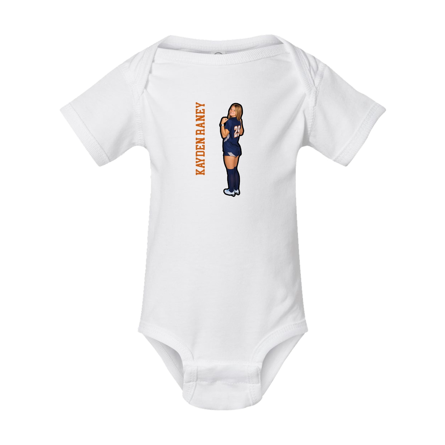 Baby Onesie — Name Vertical in White