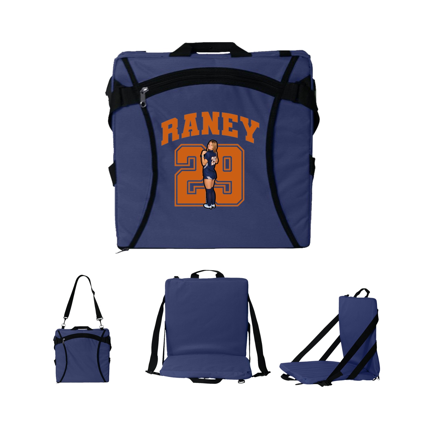 Folding Stadium Seat — Number in Navy
