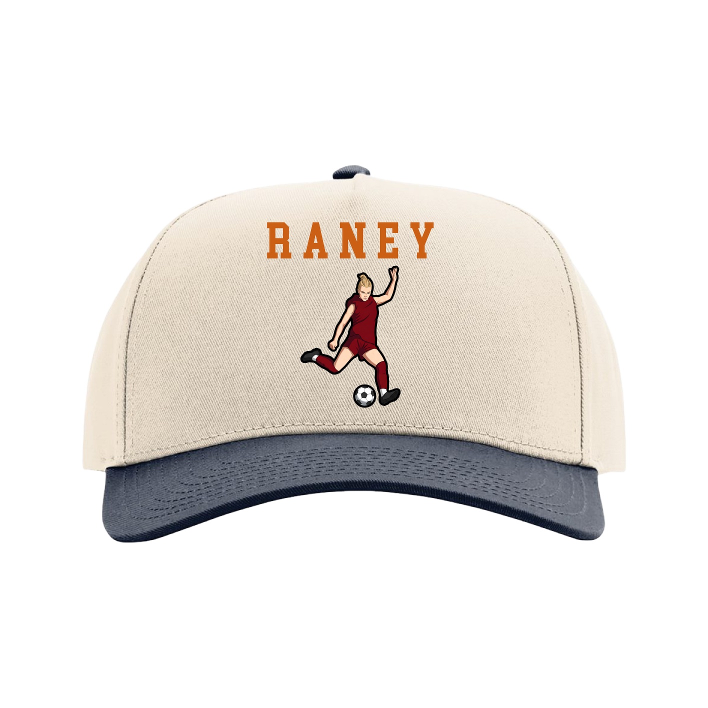 Full Fabric Five-Panel Champ Cap — Shirsey in Cream/Navy