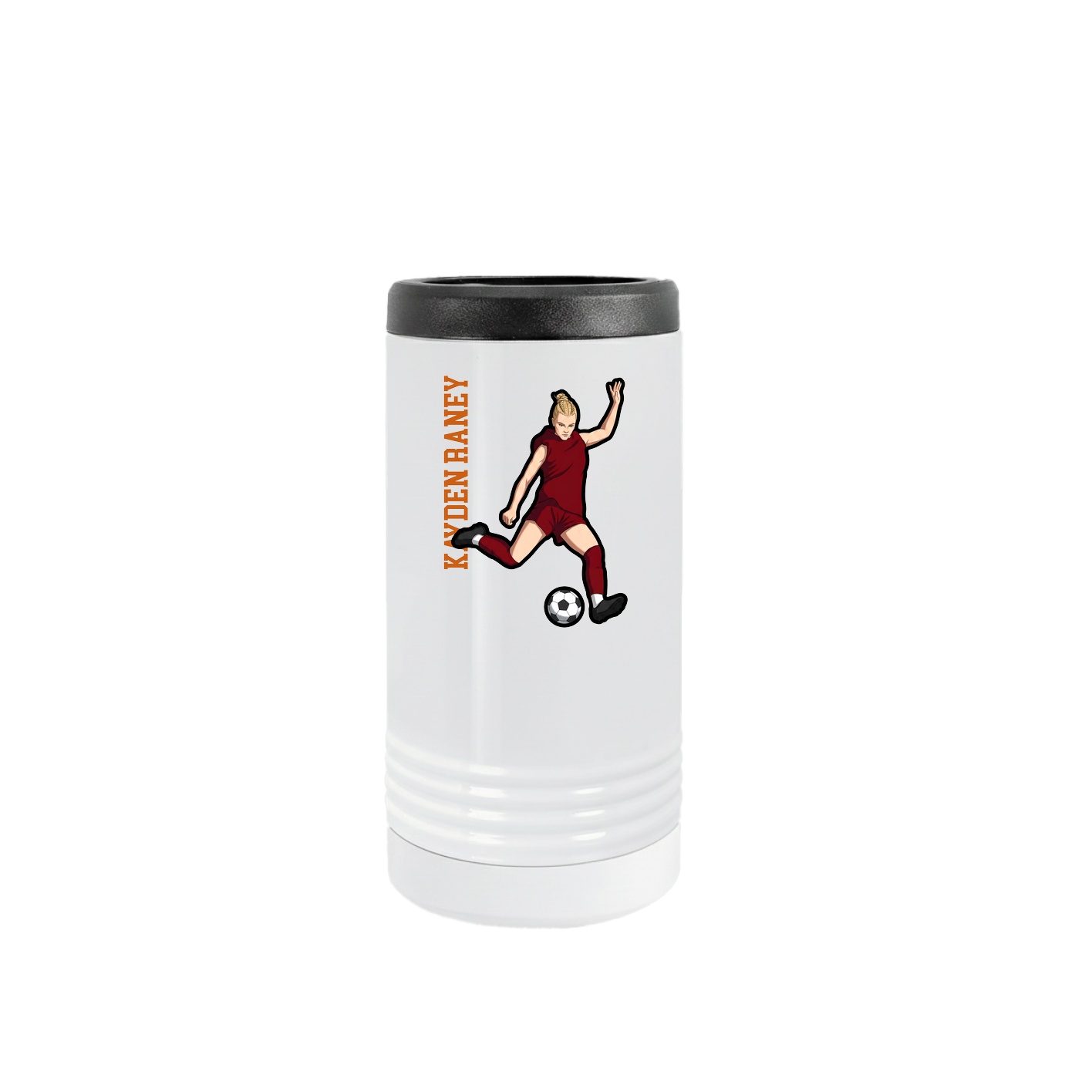 Slim Beverage Holder — Name Vertical in White