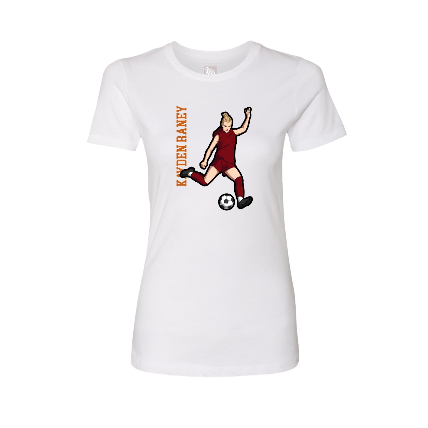 Womens Tee — Name Vertical in White