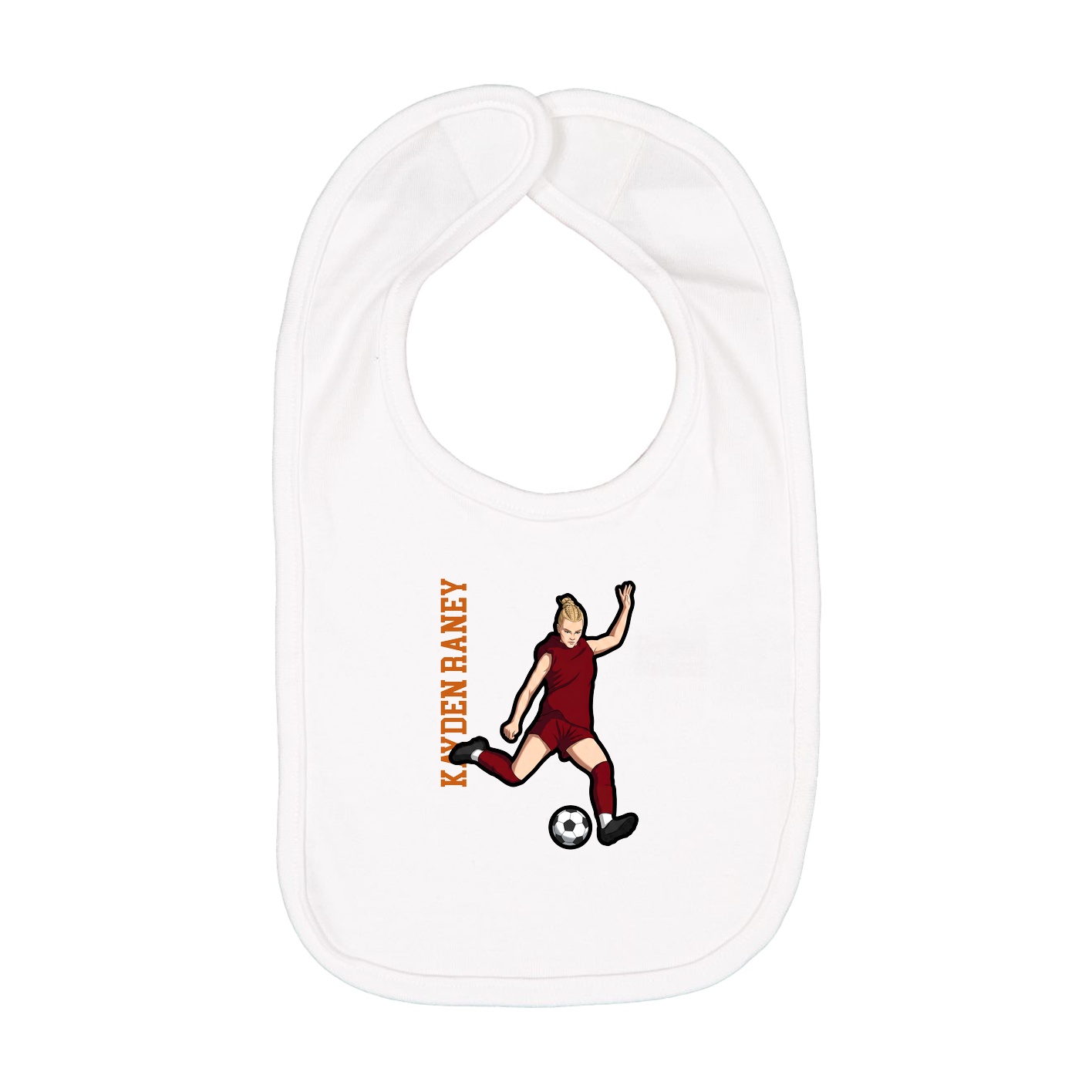 Infant Bib — Name Vertical in White