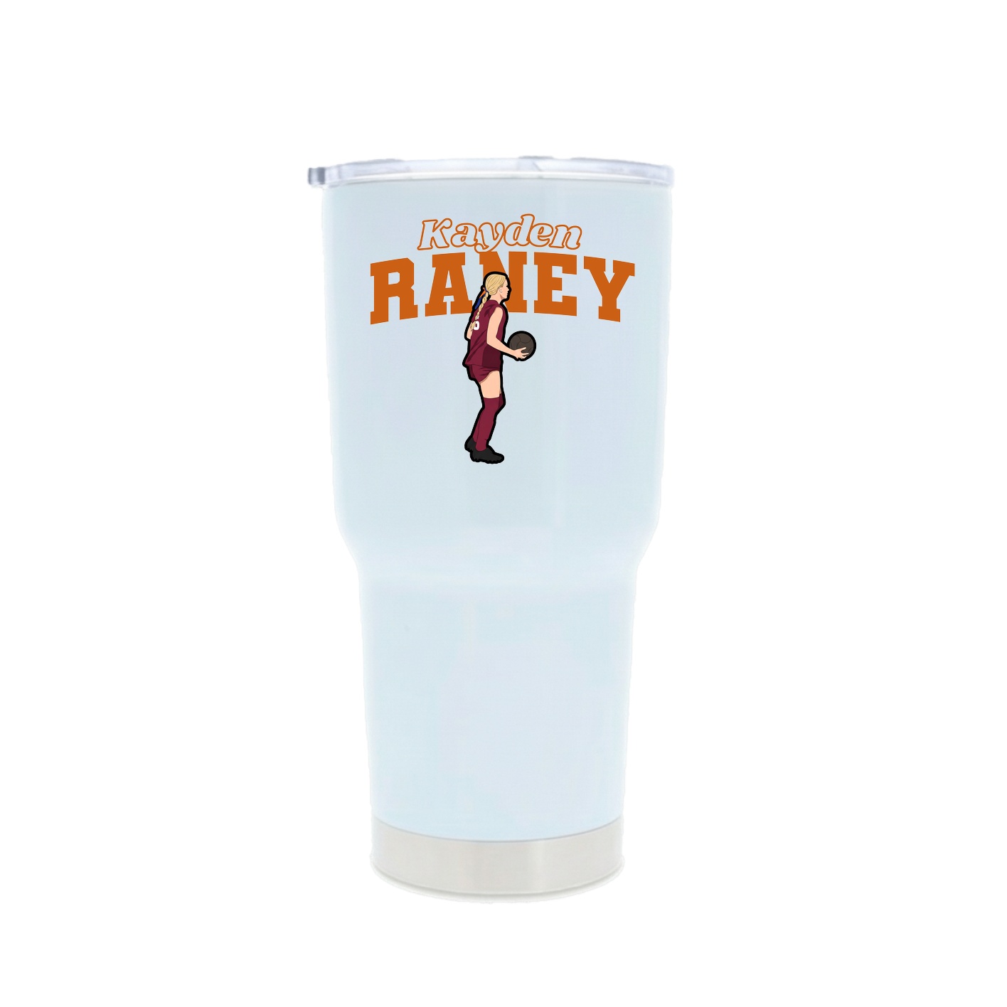 30oz Stainless Steel Tumbler — Name Arch in White