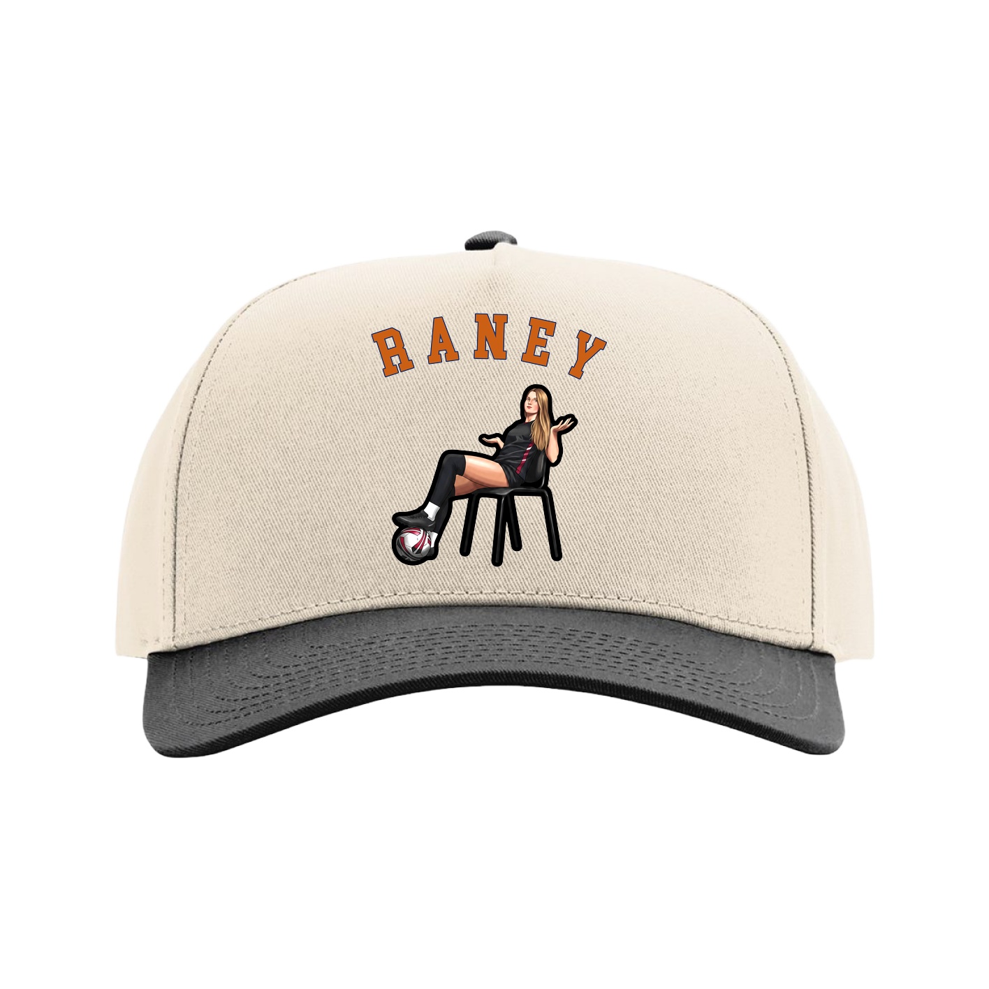 Full Fabric Five-Panel Champ Cap — Shirsey Arch in Cream/Black