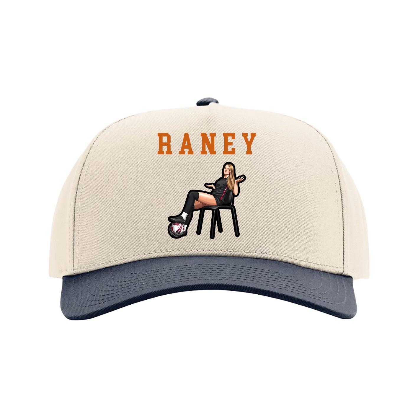 Full Fabric Five-Panel Champ Cap — Shirsey in Cream/Navy
