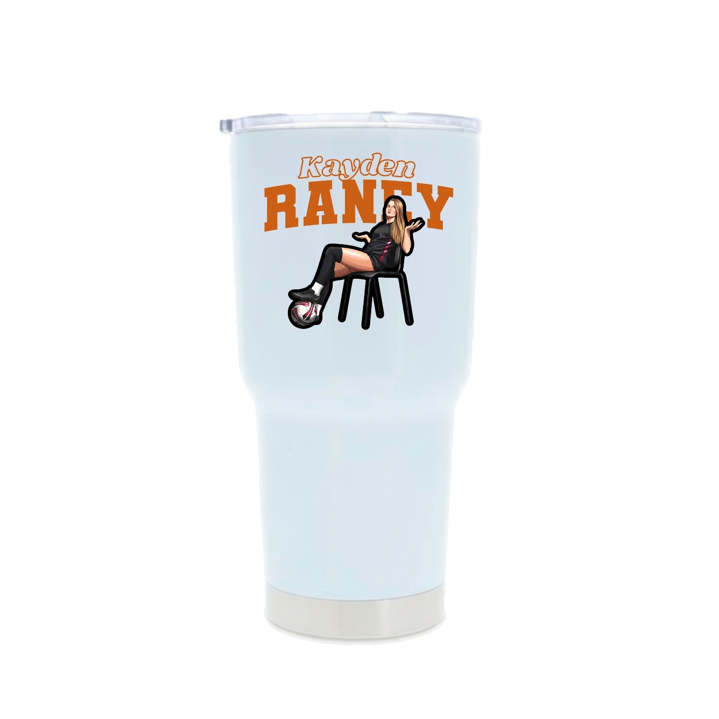 30oz Stainless Steel Tumbler — Name Arch in White