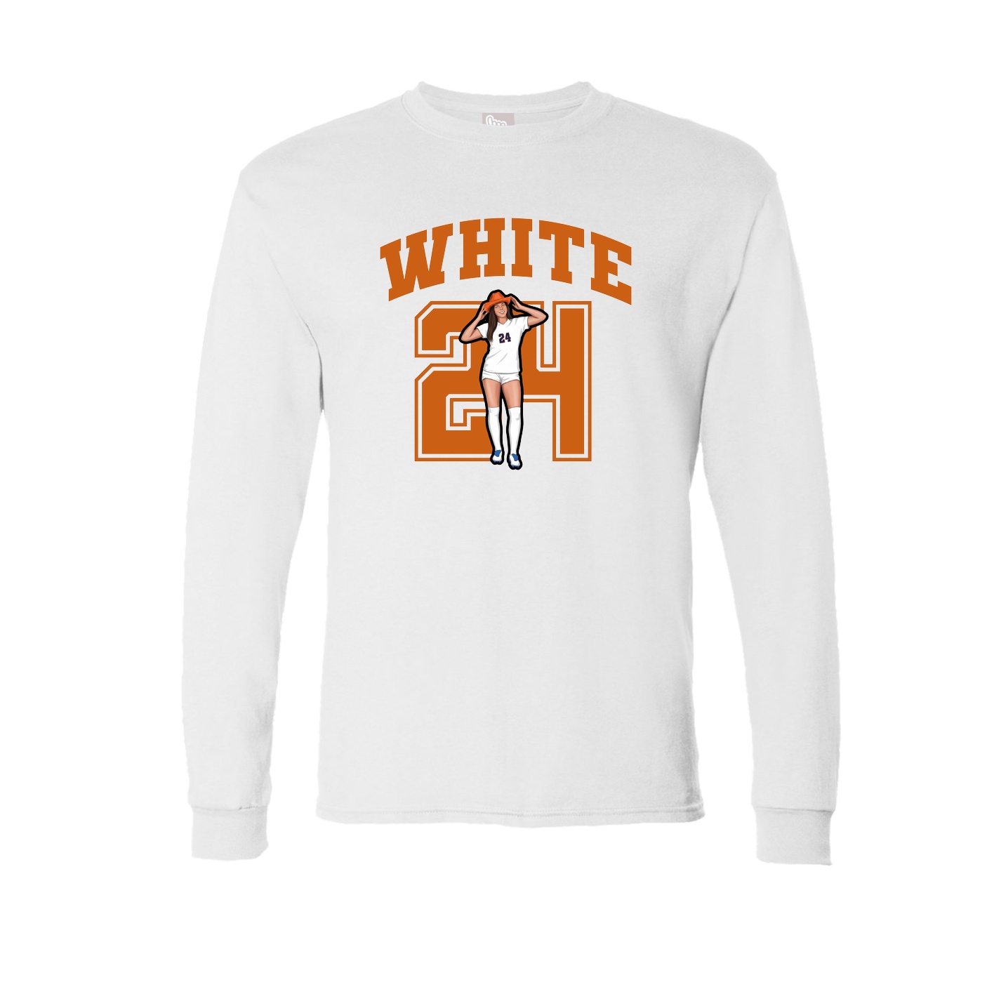 Long Sleeve Tee — Number in White