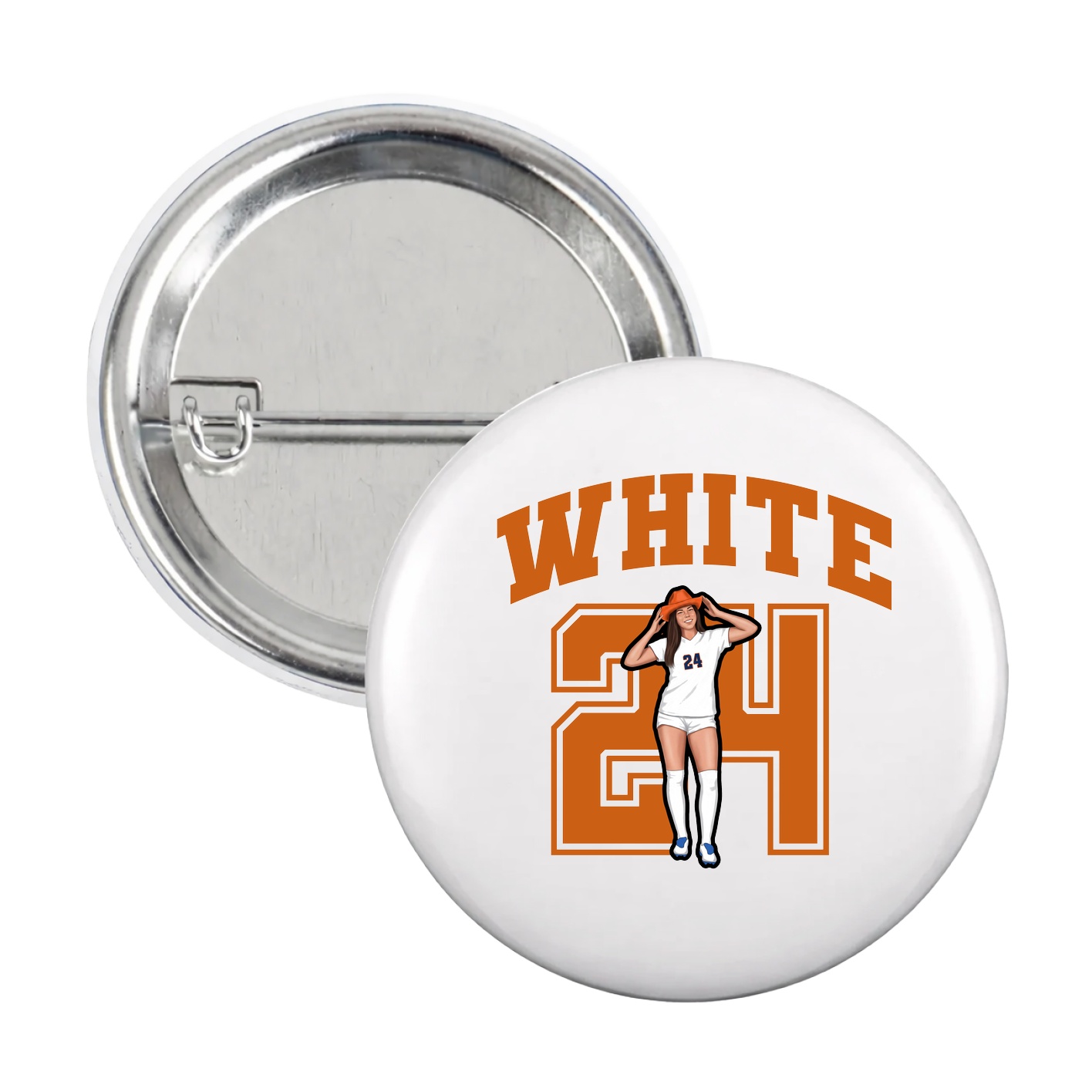 Game Day Button — Number in White