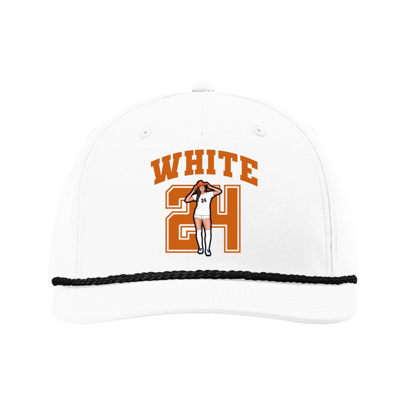 Five-Panel Classic Rope Cap — Number in White