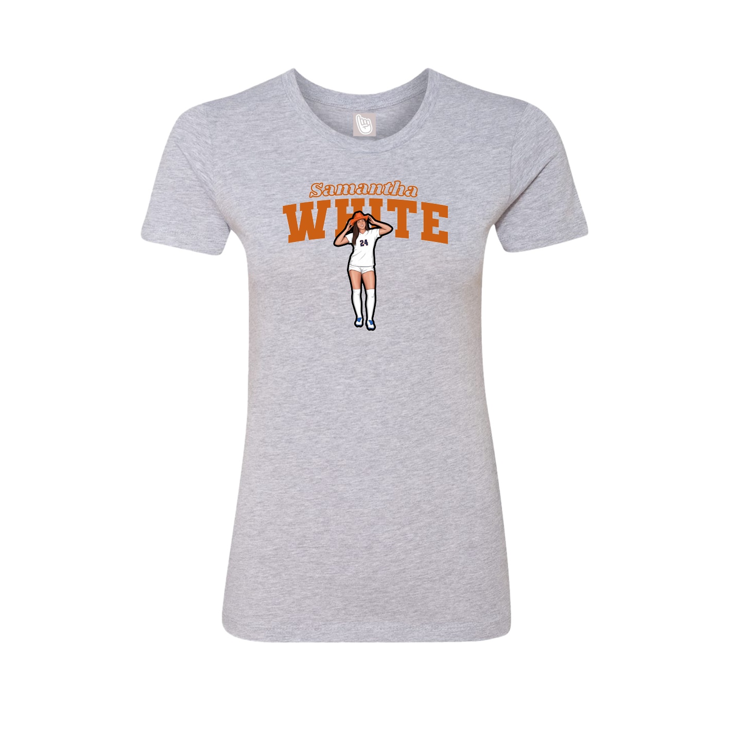 Fitted Women's Tee — Name Arch in Grey
