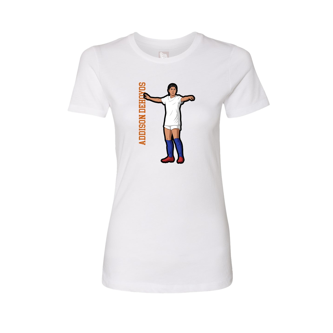 Fitted Women's Tee — Name Vertical in White