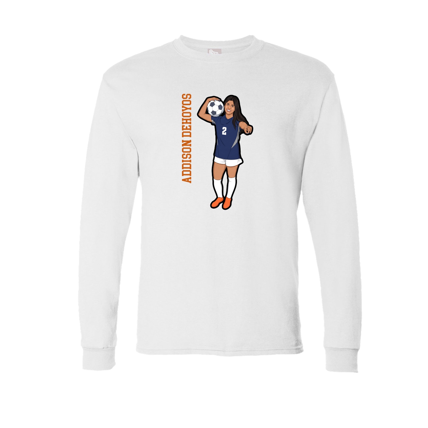 Long Sleeve Tee — Name Vertical in White