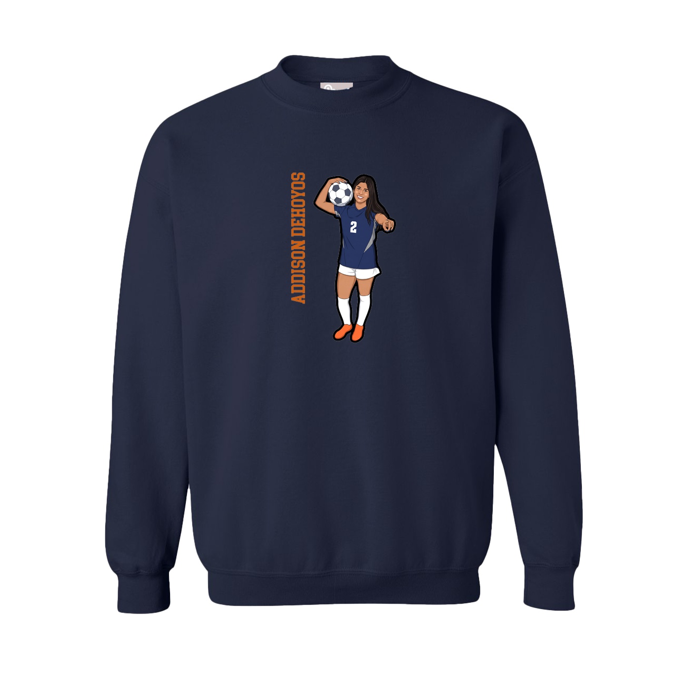Fleece Crew — Name Vertical in Navy