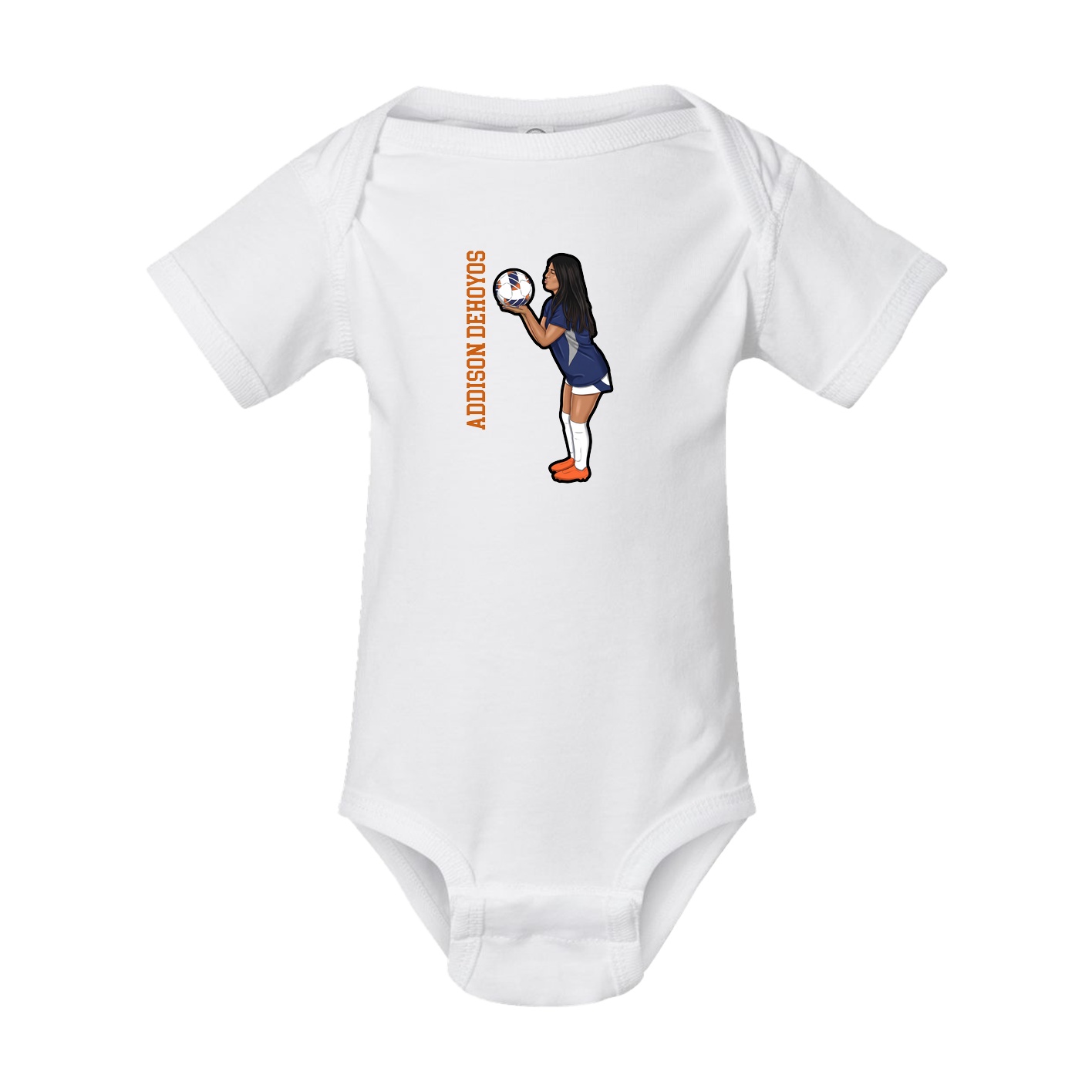 Baby Onesie — Name Vertical in White