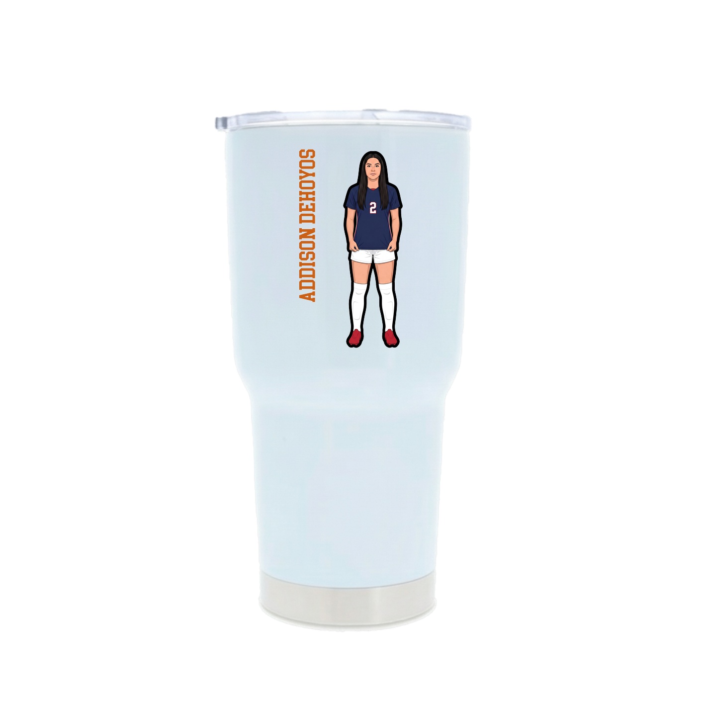 30oz Stainless Steel Tumbler — Name Vertical in White