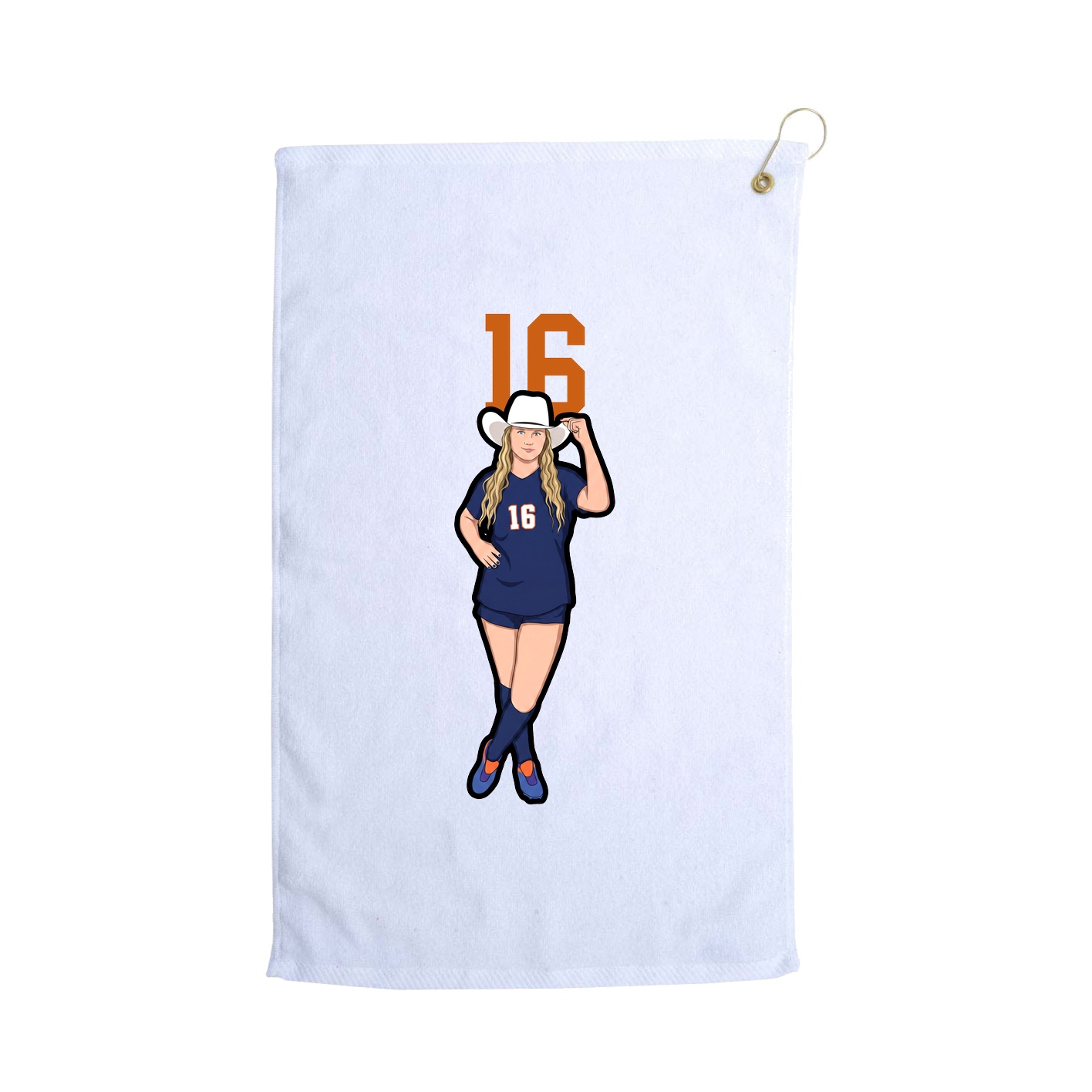 Golf Towel — Number Top in White