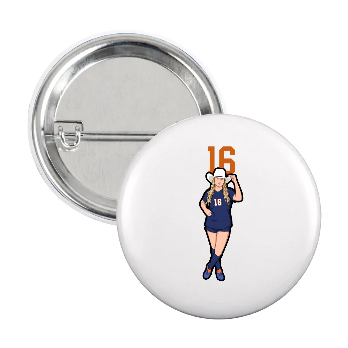 Game Day Button — Number Top in White