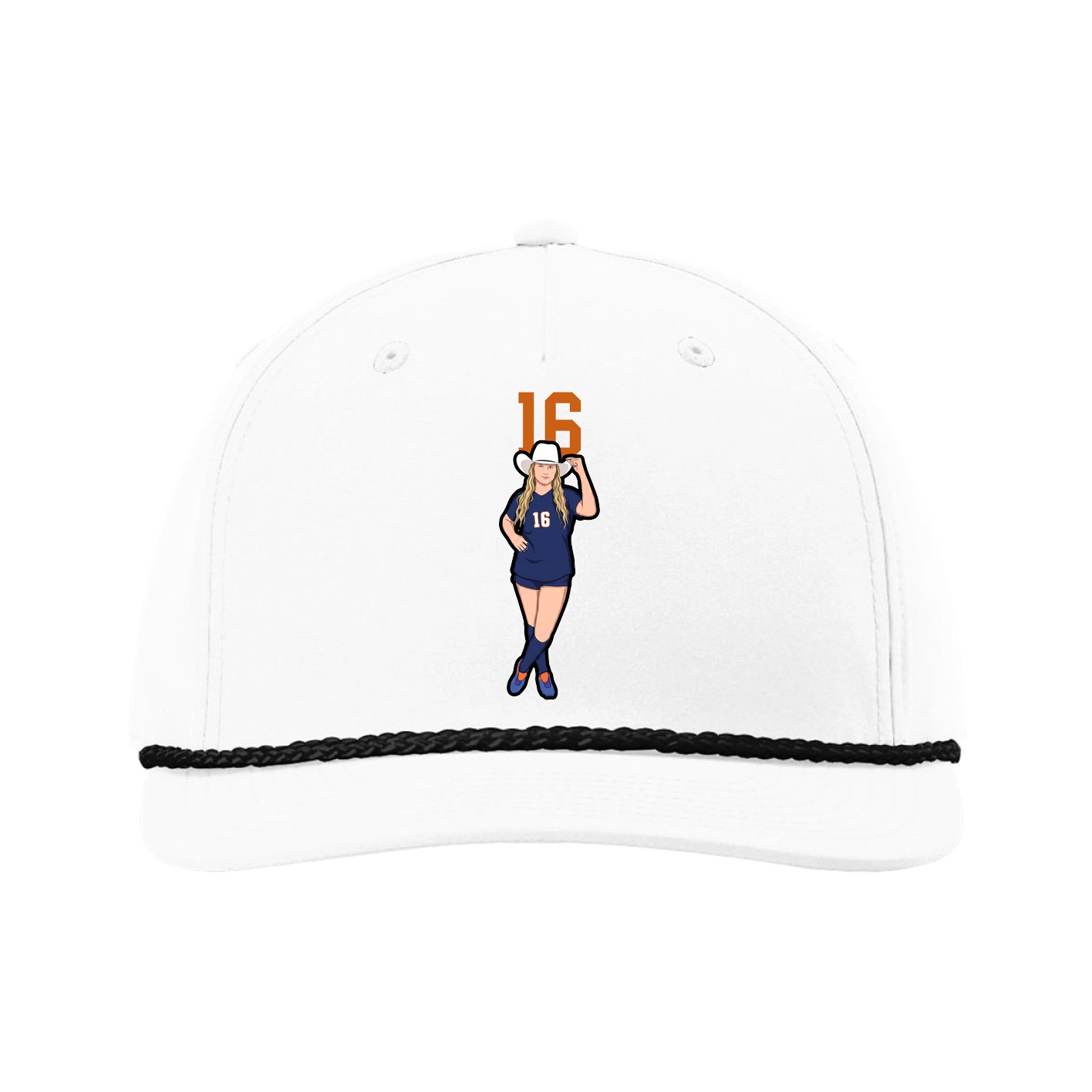 Five-Panel Classic Rope Cap — Number Top in White