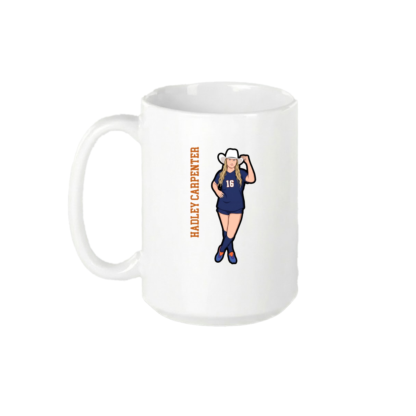 15oz Coffee Mug — Name Vertical in White