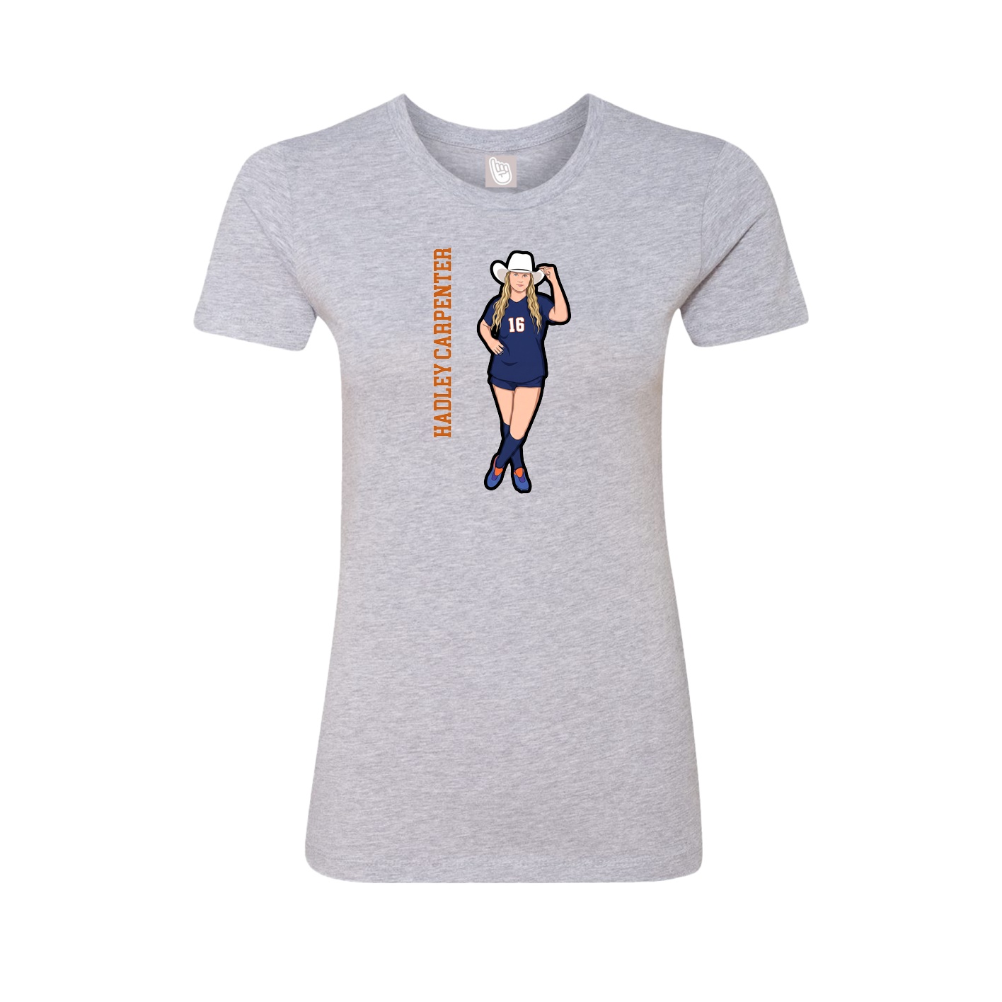 Fitted Women's Tee — Name Vertical in Grey