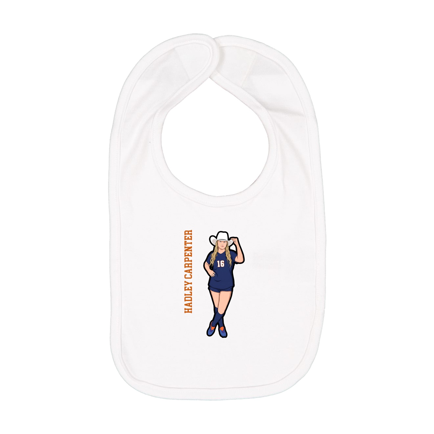 Infant Bib — Name Vertical in White